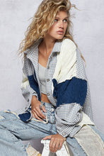 Load image into Gallery viewer, POL Houndstooth Contrast Sweater Panels Pocket Shacket
