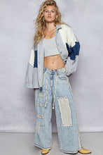 Load image into Gallery viewer, POL Houndstooth Contrast Sweater Panels Pocket Shacket
