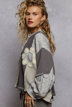 Load image into Gallery viewer, POL Round Neck Peace Patch Floral Oversized Fit Knit Top
