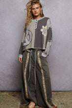 Load image into Gallery viewer, POL Round Neck Peace Patch Floral Oversized Fit Knit Top
