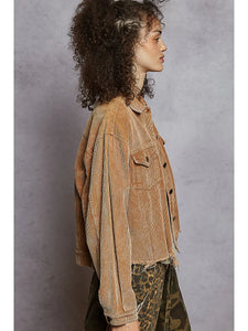 POL Pocket Front Button Down Corduroy Trucker Jacket