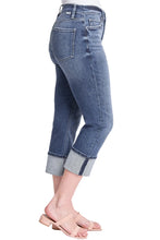 Load image into Gallery viewer, RFM High Rise Cuff Capri Jeans with Fold Over Hem – Slimming Tummy Control
