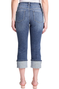 RFM High Rise Cuff Capri Jeans with Fold Over Hem – Slimming Tummy Control
