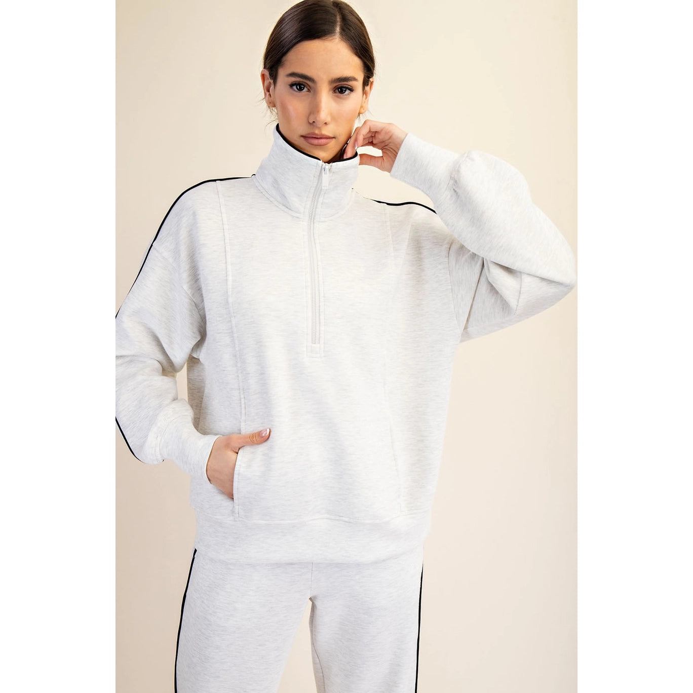 Rae Mode Modal Scuba Piping Quarter Zip Pullover