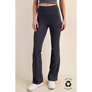 Rae Mode Butter Soft Flared Leggings With Pockets – High-Rise Recycled Fabric - Charcoal