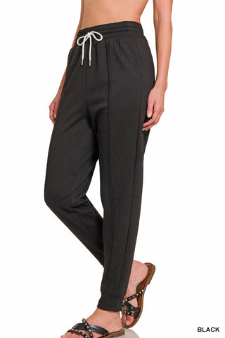 Zenana - Scuba pintuck pants with pockets - Black