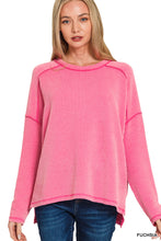 Load image into Gallery viewer, Zenana Raised Rib Raw Edge Boatneck Long Sleeve Top
