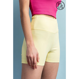 Rae Mode - Lemon Cream Nylon Rib Biker Pant with Side Pockets