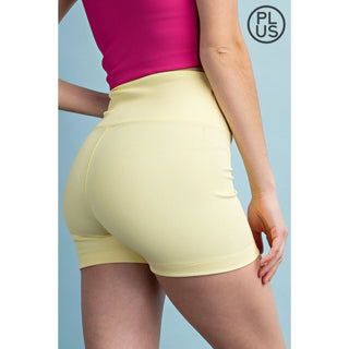 Rae Mode - Lemon Cream Nylon Rib Biker Pant with Side Pockets