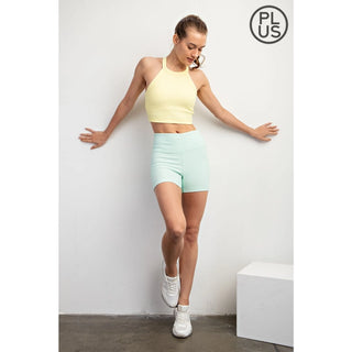 Rae Mode - Morning Mint Nylon Rib Biker Pant with Side Pockets