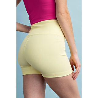 Rae Mode - Lemon Cream Nylon Rib Biker Pant with Side Pockets