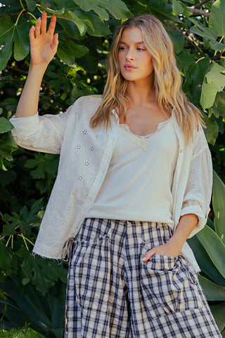 Rae Mode - Off White V-Neck Lace Tank Top