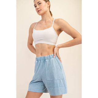 Rae Mode - Utility Blue Mineral Washed Pocket Short