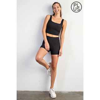 Rae Mode - Black Nylon Rib Biker Pant with Side Pockets