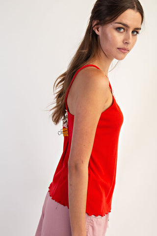 Rae Mode - Red V-Neck Lace Tank Top