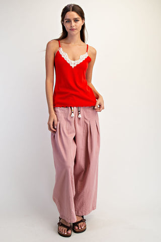 Rae Mode - Red V-Neck Lace Tank Top