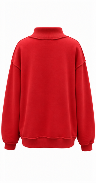 BUCKETLIST -  'Merry' Embroidered Mock Neck Sweatshirt - Red
