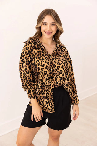 Grace + Emma Kathryn Classic Button-Up Leopard