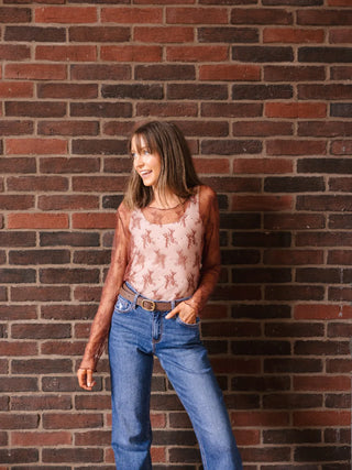 Sheer Lace Long Sleeve Top