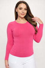 Load image into Gallery viewer, Yelete - Seamless Round Neck Long Sleeve Top – Fitted Layering Essential
