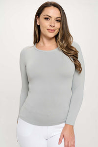 Yelete - Seamless Round Neck Long Sleeve Top – Fitted Layering Essential