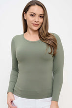 Load image into Gallery viewer, Yelete - Seamless Round Neck Long Sleeve Top – Fitted Layering Essential
