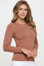 Load image into Gallery viewer, Yelete - Seamless Round Neck Long Sleeve Top – Fitted Layering Essential
