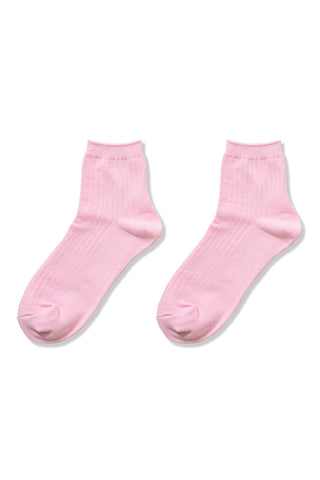 Zenana - Cotton Crew Sock - Pink Grey