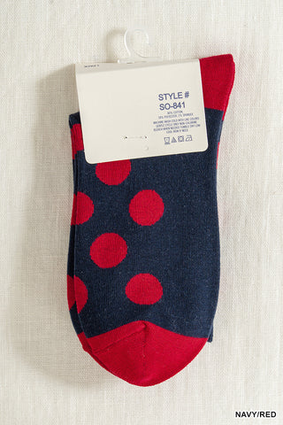 Zenana - Polka dot socks - Navy/Red