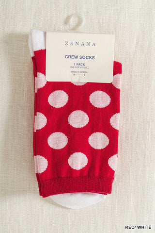 Zenana - Polka dot socks - Red/White