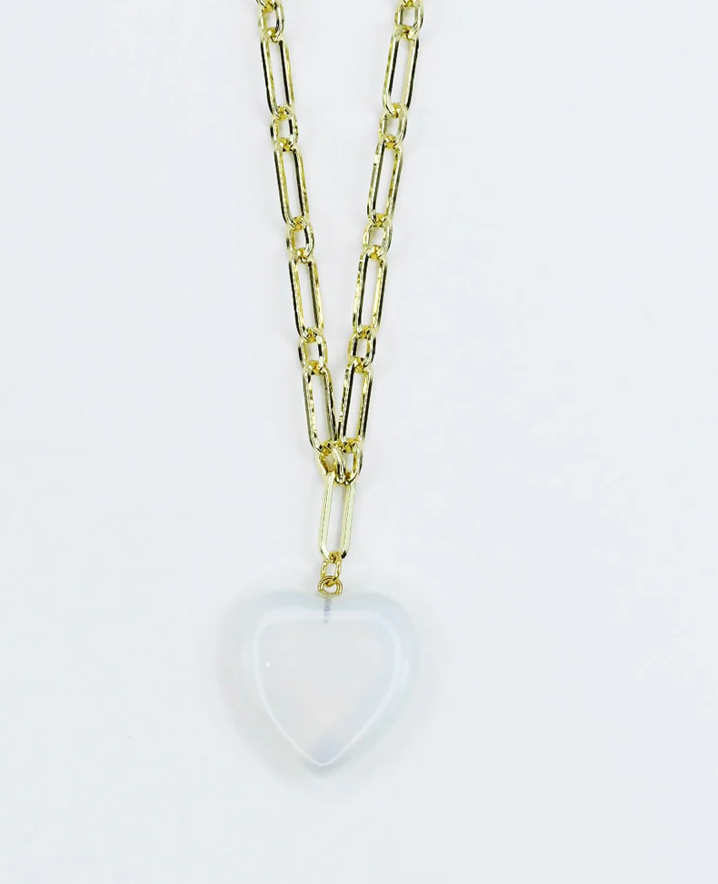 Treasure Jewels Iridescent Heart Stone Necklace