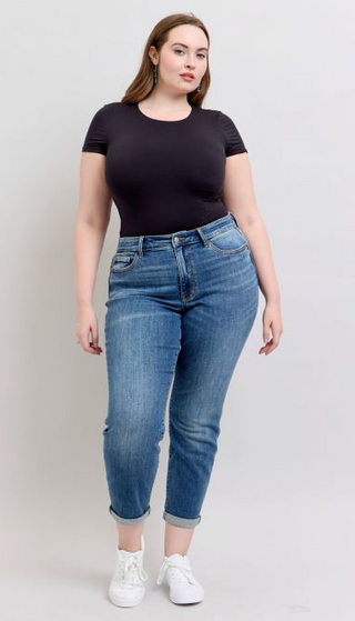 Judy Blue Mid-Rise Boyfriend Jeans – Vintage Wash | Relaxed Boutique Denim