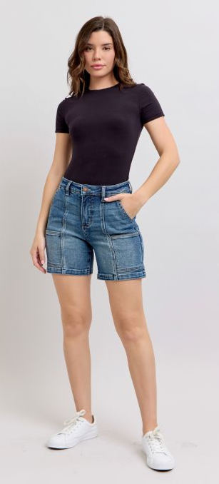Judy Blue High Waist Utility Mid Length Shorts