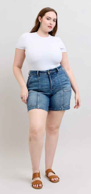 Judy Blue High Waist Utility Mid Length Shorts