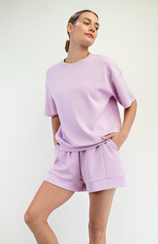 Rae Mode Modal Scuba Basic Short Sleeve Top | Ultra-Soft Boutique Essential - Blossom