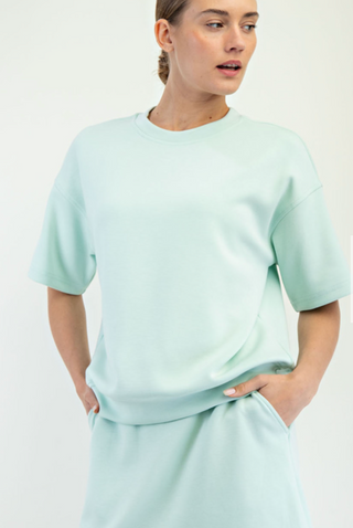Rae Mode Modal Scuba Basic Short Sleeve Top | Ultra-Soft Boutique Essential - Soft Mint
