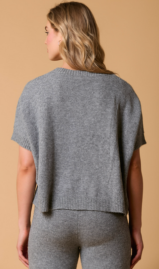 Fantastic Fawn Knit Sweater Top- Charcoal
