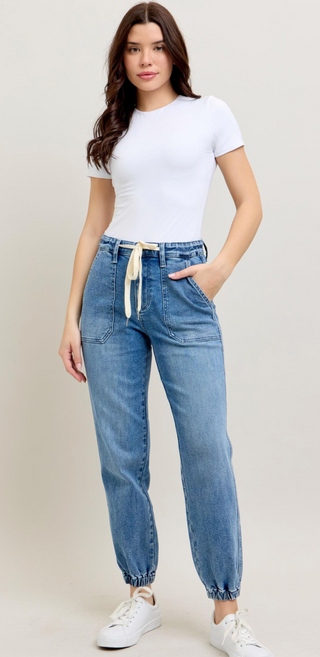 Judy Blue High Waist Denim Jogger- Medium Wash