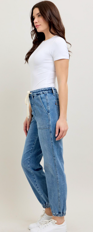 Judy Blue High Waist Denim Jogger- Medium Wash