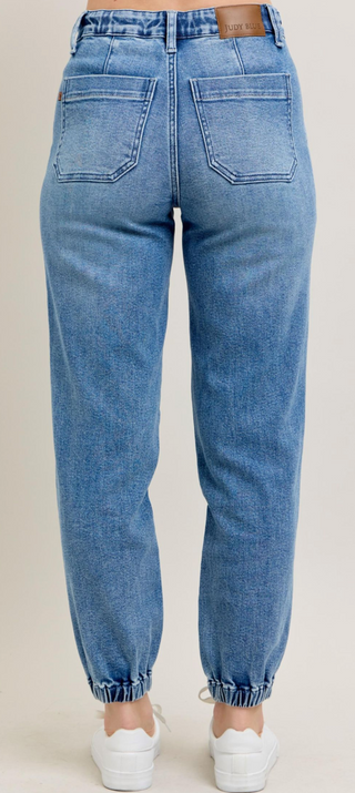 Judy Blue High Waist Denim Jogger- Medium Wash