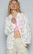 Load image into Gallery viewer, Array POL Button Down Top- Crochet in Off White
