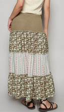 Load image into Gallery viewer, Array POL Woven Skirt with shirring ruffle in Olive Multi
