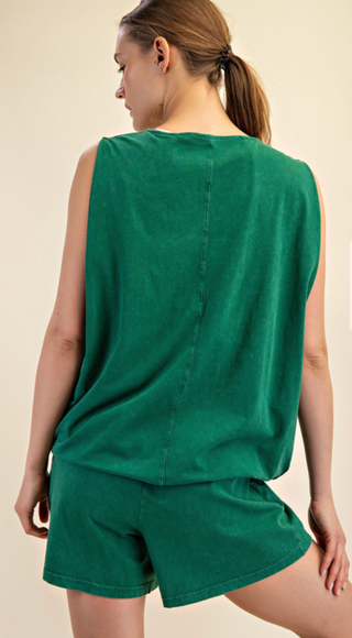 Rae Mode Cotton Sleeveless Short Set - Kelly Green