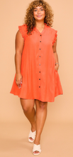 Load image into Gallery viewer, Cozy Co V-Neck Button Down Mini Dress- Orange
