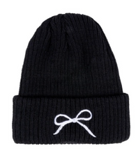 Load image into Gallery viewer, Coquette Bow Embroidered Knitted Beanie
