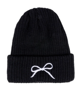 Coquette Bow Embroidered Knitted Beanie