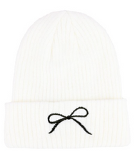 Load image into Gallery viewer, Coquette Bow Embroidered Knitted Beanie
