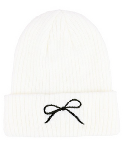 Coquette Bow Embroidered Knitted Beanie