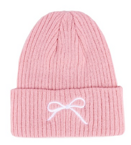 Coquette Bow Embroidered Knitted Beanie