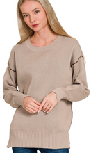Load image into Gallery viewer, Zenana Round Neck Contrast Trim Sweater
